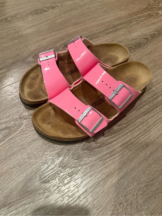 Birkenstock Shoes - Birkenstock Pink Arizona Patent Leather Sandals